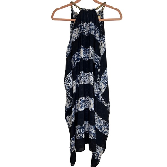 MICHAEL Michael Kors Dresses & Skirts - Michael Kors Womens XXS Chiffon Draped Halter Striped Maxi Dress Gold Chain Boho